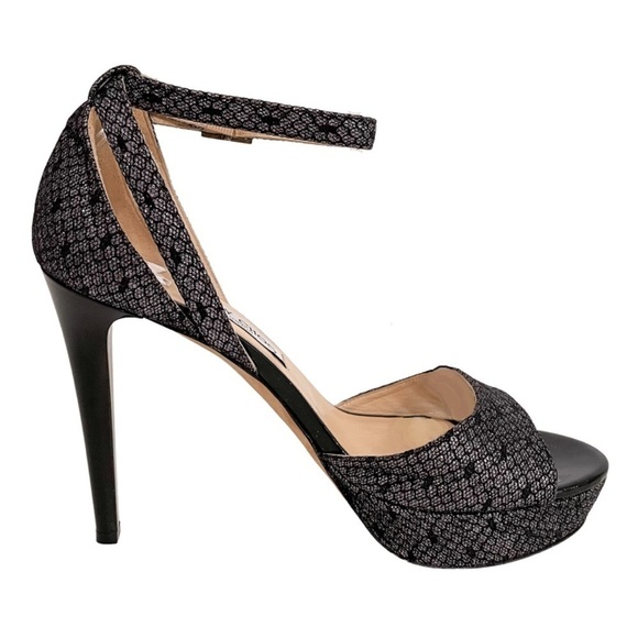 Jimmy Choo Kayden Glitter Lace Platform Heeled Sandals 40 - Picture 3 of 9